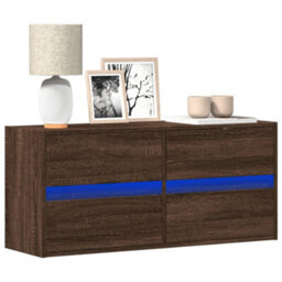 Berkfield Durable Tv Wall Cabinet With Led Lights Brown Oak 100X31X45 Cm - thumbnail 2