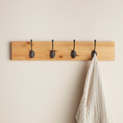 Off The Grain Wooden Coat Rack With Hooks - Wall Mounted Coat Hanger With 10 Hooks - 120Cm Length - image 1
