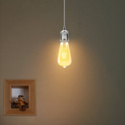 2M Grey Round Cable E27 Base Chrome Pendant Holder Industriel Abat-Jour Clair Pendentif Rétro Vintage - thumbnail 5