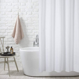 Kav Premium Polyester Mould-Proof Mildew Resistant Extra Long White Shower Curtain Liner - Rapid Drying 180Cm X 180Cm