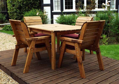 Charles Taylor Trading Four Seater Rectangular Table Set With Cushions - W220 X D190 X H98 - Fully Assembled - Burgundy - image 1