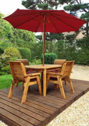 Charles Taylor Trading Four Seater Rectangular Table Set With Cushions - W220 X D190 X H98 - Fully Assembled - Burgundy - thumbnail 2