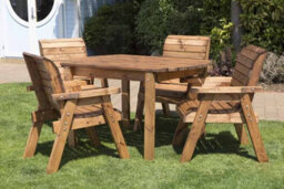 Charles Taylor Trading Four Seater Rectangular Table Set With Cushions - W220 X D190 X H98 - Fully Assembled - Burgundy - thumbnail 5