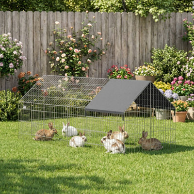 Pawhut Rabbit Run, Pet Playpen W/ Protective Cover, 180 X 75 X 75 Cm, Black - image 1