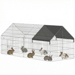 Pawhut Rabbit Run, Pet Playpen W/ Protective Cover, 180 X 75 X 75 Cm, Black - thumbnail 2