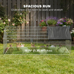 Pawhut Rabbit Run, Pet Playpen W/ Protective Cover, 180 X 75 X 75 Cm, Black - thumbnail 4