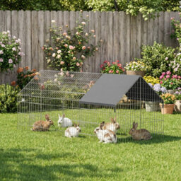 Pawhut Rabbit Run, Pet Playpen W/ Protective Cover, 180 X 75 X 75 Cm, Black - thumbnail 1