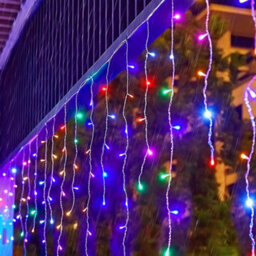 Living And Home 400 Colourful Led Solar Powered Icicle Light String With Remote Control, Multi Functional Timer Outdoor String Light ,10M - thumbnail 3