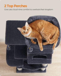 Songmics Feline Tree, Cat Tower For Indoor Cats, Tall Kitty Castle With Scratching Posts, Cave, Hammock, Smoky Grey - thumbnail 5