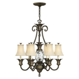 Elegant 7 Bulb Pearl Bronze Chandelier Pendant Light With Led E14 Bulbs
