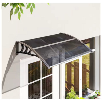 Door Canopy Awning Rain Shelter Cover 100X75Cm Black Outdoor Entrance - image 1