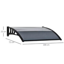 Door Canopy Awning Rain Shelter Cover 100X75Cm Black Outdoor Entrance - thumbnail 2
