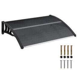 Door Canopy Awning Rain Shelter Cover 100X75Cm Black Outdoor Entrance - thumbnail 3