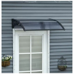 Door Canopy Awning Rain Shelter Cover 100X75Cm Black Outdoor Entrance - thumbnail 6