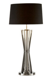 Orsina Twisted Base Table Lamp, High Gloss Nickel Stainless Steel, Black Fabric Shade Accent Lighting - thumbnail 3