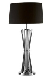 Orsina Twisted Base Table Lamp, High Gloss Nickel Stainless Steel, Black Fabric Shade Accent Lighting