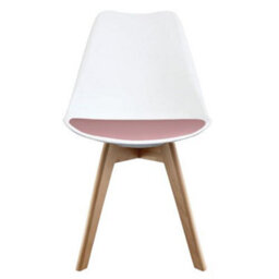 Fusion Living Soho White & Blush Pink Plastic Dining Chair With Squared Light Wood Legs - thumbnail 6