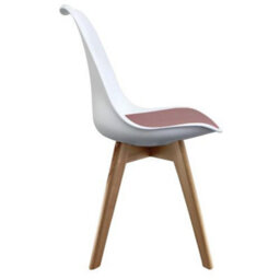 Fusion Living Soho White & Blush Pink Plastic Dining Chair With Squared Light Wood Legs - thumbnail 5