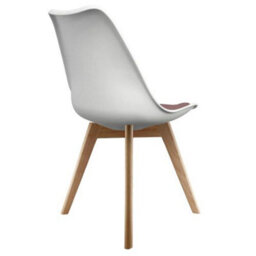 Fusion Living Soho White & Blush Pink Plastic Dining Chair With Squared Light Wood Legs - thumbnail 4