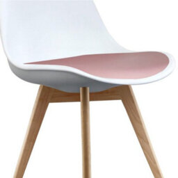 Fusion Living Soho White & Blush Pink Plastic Dining Chair With Squared Light Wood Legs - thumbnail 3