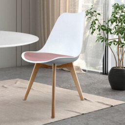 Fusion Living Soho White & Blush Pink Plastic Dining Chair With Squared Light Wood Legs - thumbnail 2