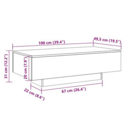 Berkfield Modern Coffee Table Grey Sonoma 100X49.5X31 Cm Engineered Wood - thumbnail 9