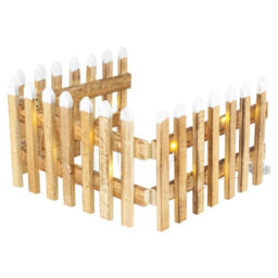 Urbn-Living Urbnliving 90Cm Led Light Wooden Snow Picket 2 Medium Size Fence Brown Christmas Tree Xmas Skirt Stand Border Decor - thumbnail 3