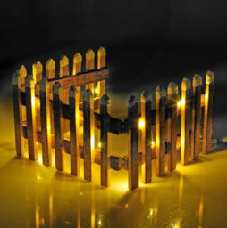 Urbn-Living Urbnliving 90Cm Led Light Wooden Snow Picket 2 Medium Size Fence Brown Christmas Tree Xmas Skirt Stand Border Decor