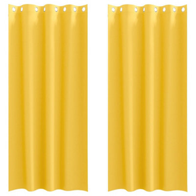 Berkfield Modern Curtains 2 Pcs Mustard Yellow 245 X 140 Cm Polyester - image 1