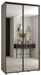 Arte Dakota Ii Sleek Cashmere & Black Mirrored Sliding Door Wardrobe 1300mm H2350mm D600mm With Two Hanging Rails And Six Shelves - thumbnail 1