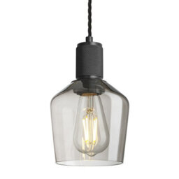 Industville Knurled Glass Schoolhouse Pendant - 5.5 Inch, Mocha Glass Schoolhouse - 5.5 Inch, Black Pendant - thumbnail 1