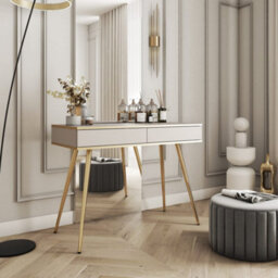 Arte Elegant Sophistication: Oro Dressing Table 1020mm X 800mm X 500mm In Beige Wit H Gold Legs - thumbnail 2