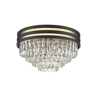 Luminosa Lighting Luminosa Naica Crystal Ceiling Light, Matt Black, Metal, Clear, 5X E14