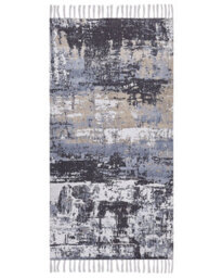 Beliani Multicolour Handwoven Area Rug 80 X 150 Cm Polyester And Cotton Abstract Distressed Pattern - thumbnail 1