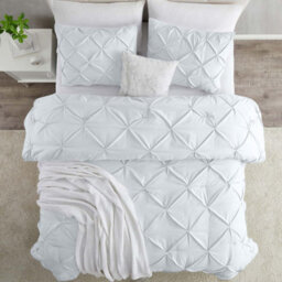 Ameha Pintuck Duvet Cover Set White With Matching Pillowcase And Pinch Pleat Diamond King 230X220Cm - thumbnail 3