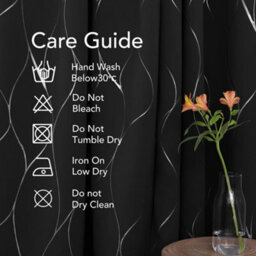 Deconovo Eyelet Room Darkening Curtains, Silver Wave Line Foil Printed Blackout Curtains, W46 X L90 Inch, Black, 2 Panels - thumbnail 7