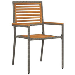Berkfield Modern Garden Dining Set 7 Pcs Grey Poly Rattan - thumbnail 6