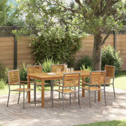 Berkfield Modern Garden Dining Set 7 Pcs Grey Poly Rattan - thumbnail 2