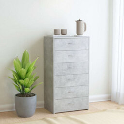 Berkfield Sideboard With 6 Drawers Concrete Grey 50X34X96 Cm Engineered Wood - thumbnail 1