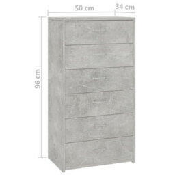 Berkfield Sideboard With 6 Drawers Concrete Grey 50X34X96 Cm Engineered Wood - thumbnail 6