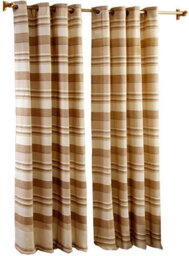 Homescapes Cotton Morocco Striped Beige Curtains 137 X 137 Cm