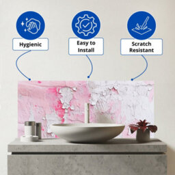 Warren Reed Designer Light Pink Textured Effect Glass Bathroom Splashback - thumbnail 2