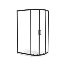 Nes Home  Rh 1200 X 800mm Matt Black Framed Offset Quadrant Shower Enclosure & Tray - thumbnail 7