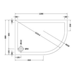 Nes Home  Rh 1200 X 800mm Matt Black Framed Offset Quadrant Shower Enclosure & Tray - thumbnail 8