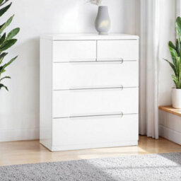 Oakham Premium Midtown 3 + 2 Drawer Chest - High Gloss White - thumbnail 2