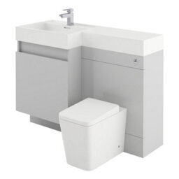 Plum&clay Solstice Gloss Light Grey Left Hand Bathroom Vanity Basin & Wc Unit Combination (W)1200mm (H)890mm - thumbnail 1