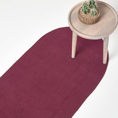 Homescapes Plum Handmade Woven Braided Oval Hallway Rug, 66 X 200 Cm - image 1