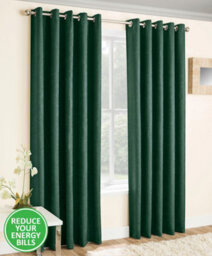 Enhanced Living Vogue Green 66 X 54 Inch (168X137Cm) Eyelet Thermal Noise Reducing Dim Out Curtains (Pair)