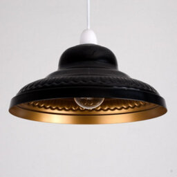 Valuelights Delta Vintage Retro Style Gloss Black And Gold Metal Easy Fit Ceiling Lamp Shade (D)28Cm - thumbnail 3