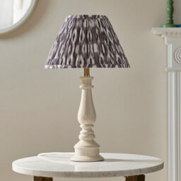 Luminosa Lighting Luminosa Myrtle Almond White Table Lamp With Pearl Grey Fabric Ikat Shade 30Cm B22 - thumbnail 3